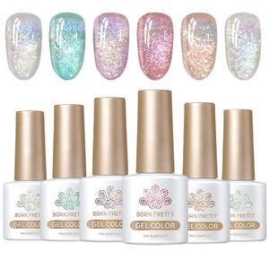 6 Colors Reflective Glitter Gel T15 Crush Starlight 7ml Gel Nail Polish BORN PRETTY 