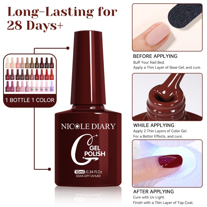 Color Gel Polish 10ml Gel Nail Polish NICOLE DIARY 