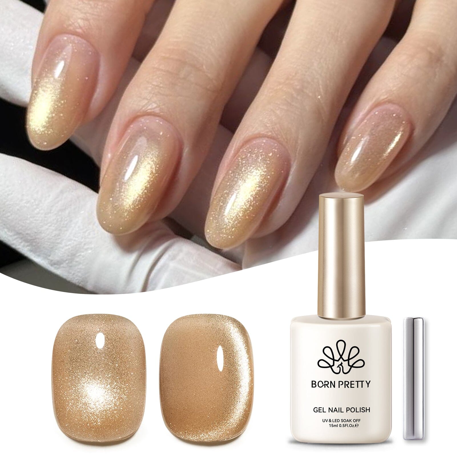 Gold Cat Magnetic Gel Polish MY277 Champagne 15ml Gel Nail Polish BORN PRETTY 