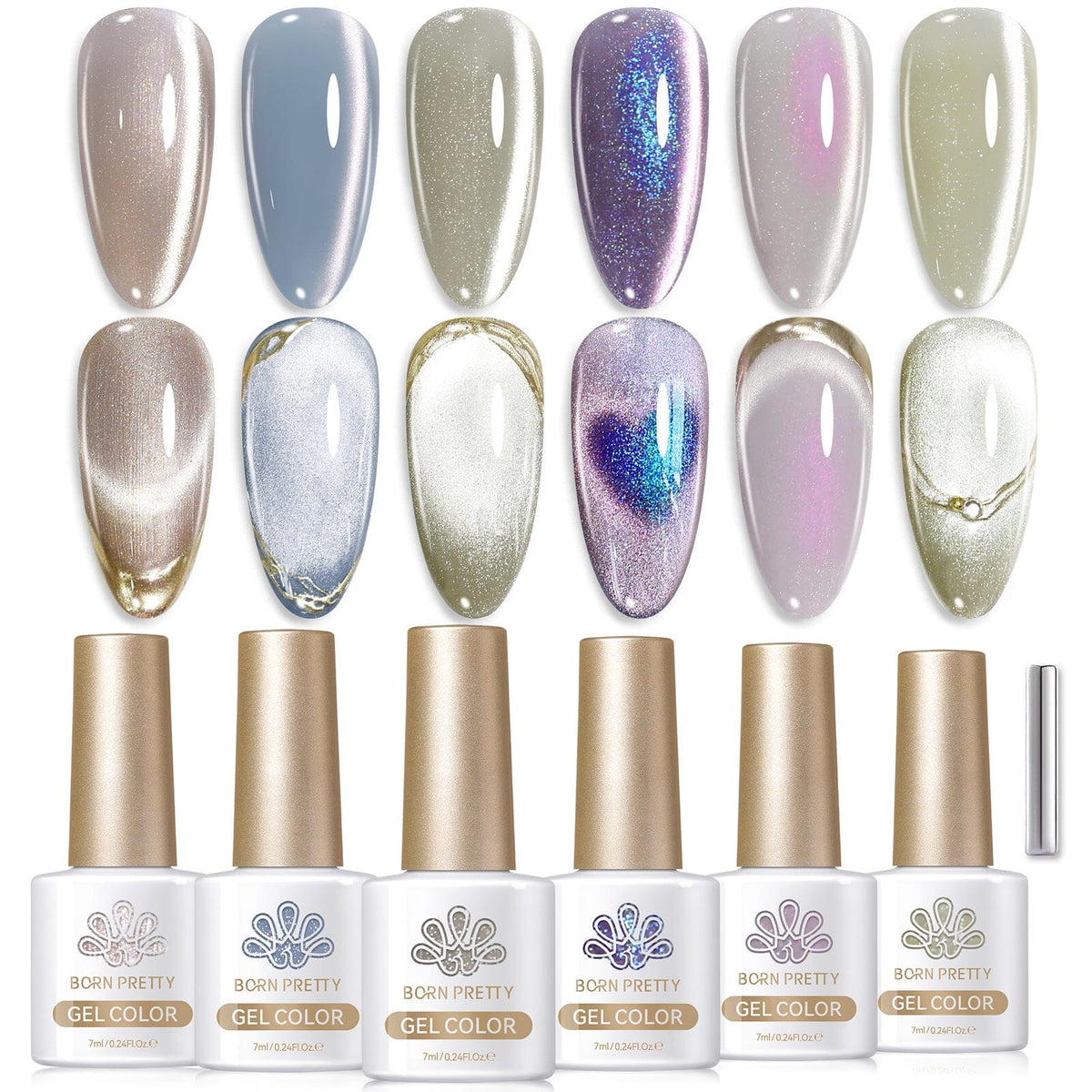 [US ONLY] 6 Colors Grey Cat Magnetic Gel Set M44 Celestial Vault 7ml Gel Nail Polish BORN PRETTY 