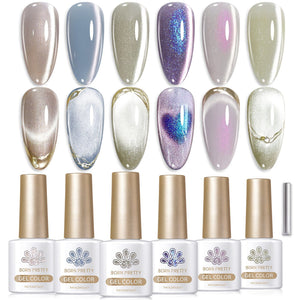[US ONLY] 6 Colors Grey Cat Magnetic Gel Set M44 Celestial Vault 7ml Gel Nail Polish BORN PRETTY 