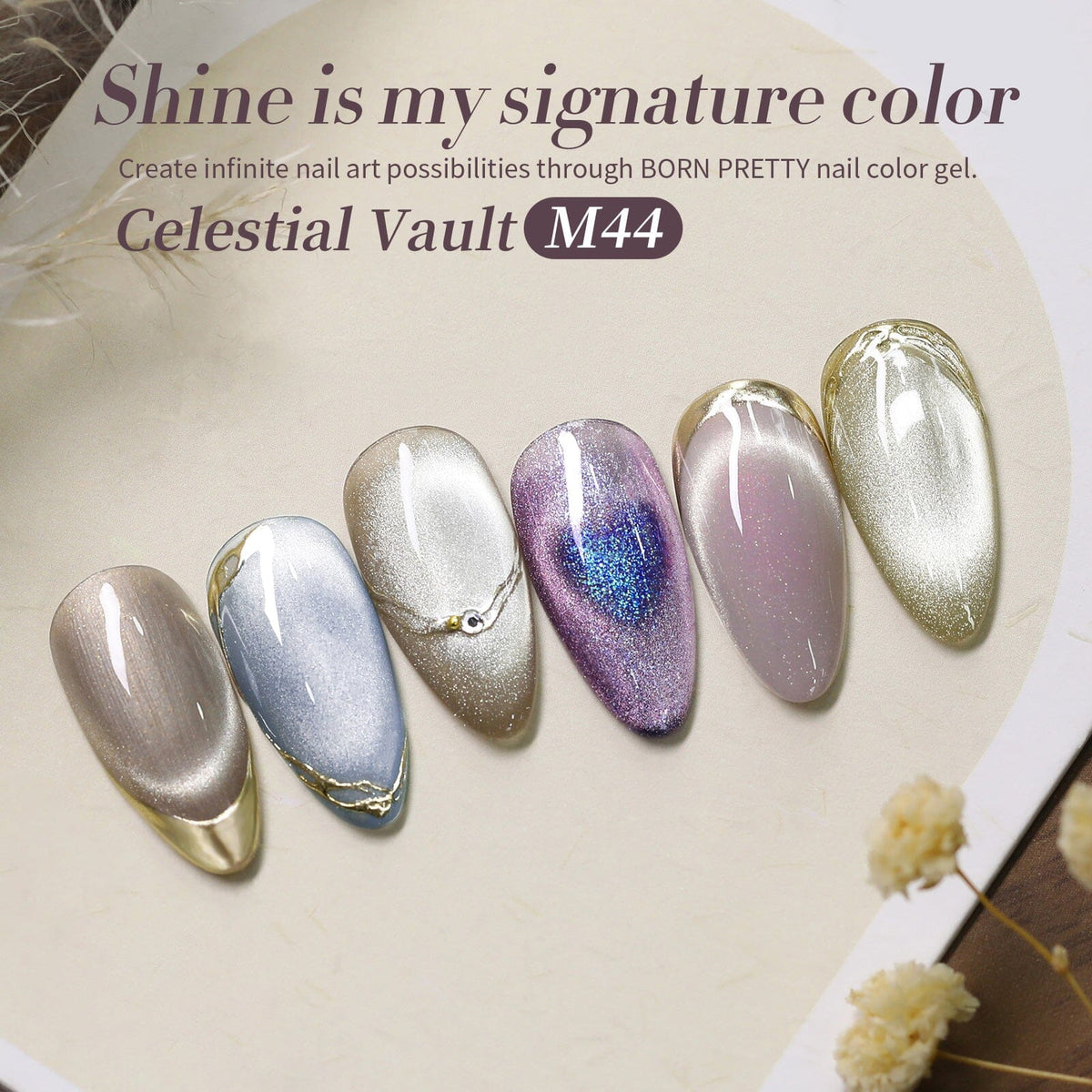 [US ONLY] 6 Colors Grey Cat Magnetic Gel Set M44 Celestial Vault 7ml Gel Nail Polish BORN PRETTY 