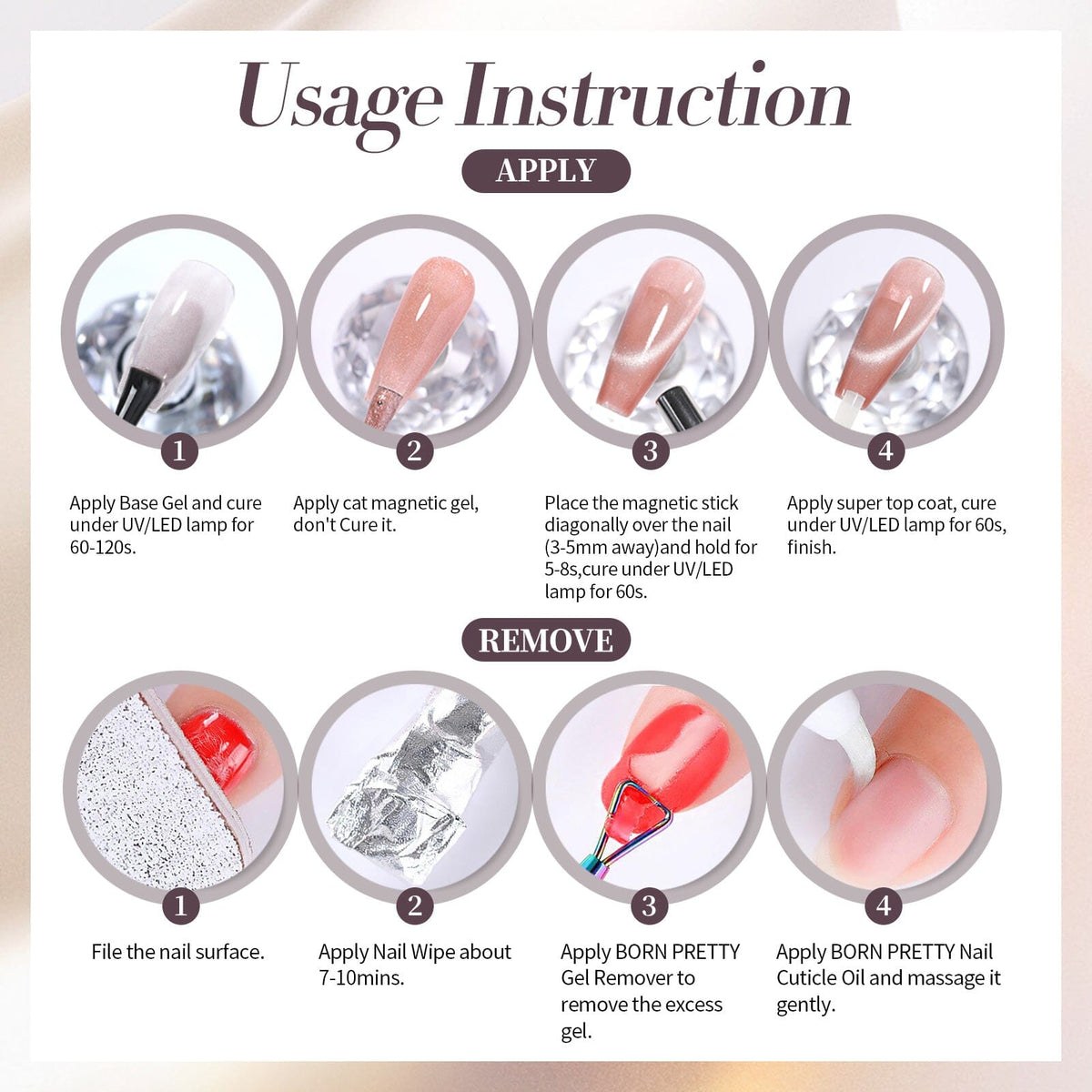 [US ONLY] 6 Colors Grey Cat Magnetic Gel Set M44 Celestial Vault 7ml Gel Nail Polish BORN PRETTY 