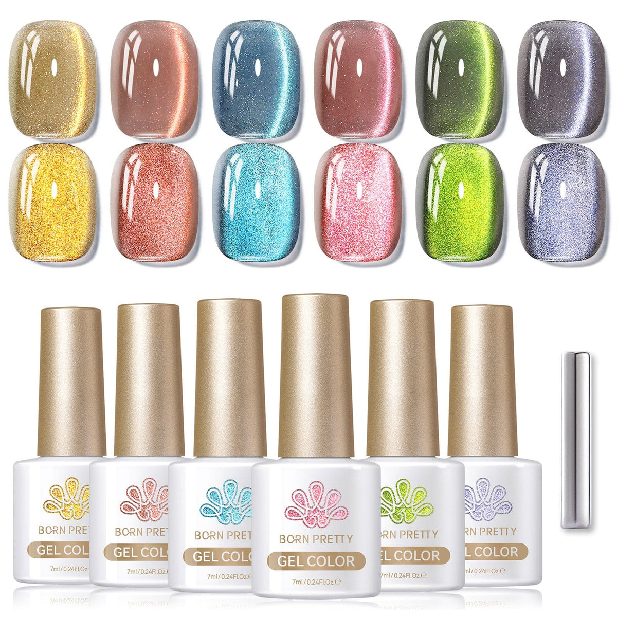 6 Colors Colored Cat Magnetic Gel M45 Orange Star 7ml Gel Nail Polish BORN PRETTY 