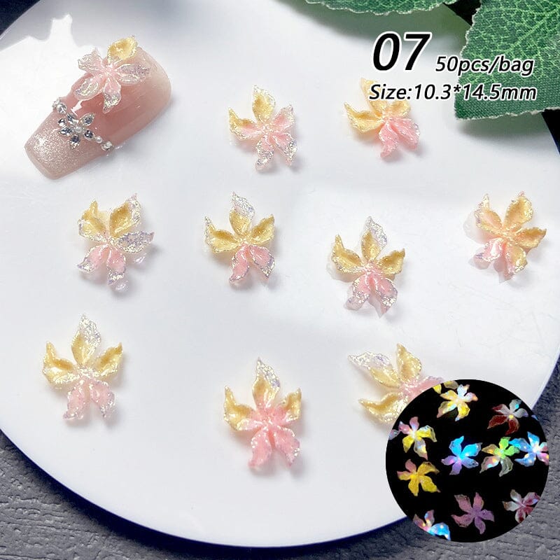 50pcs Colorful Luminous 3D Nail Decorations Resin Lily Flowers Nail Decoration No Brand 07 