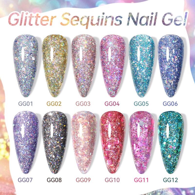 Glitter Sequins Nail Gel 7ml Gel Nail Polish LILYCUTE 