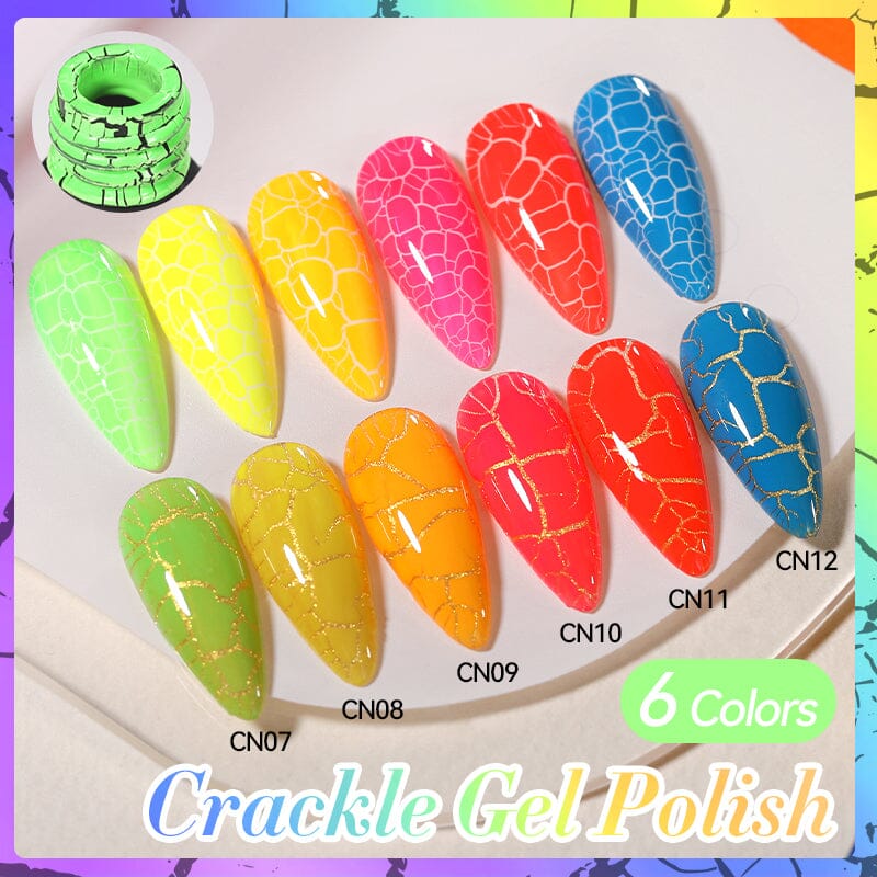 6 Colors Neon Crackle Gel Polish 7ml Gel Nail Polish LILYCUTE 