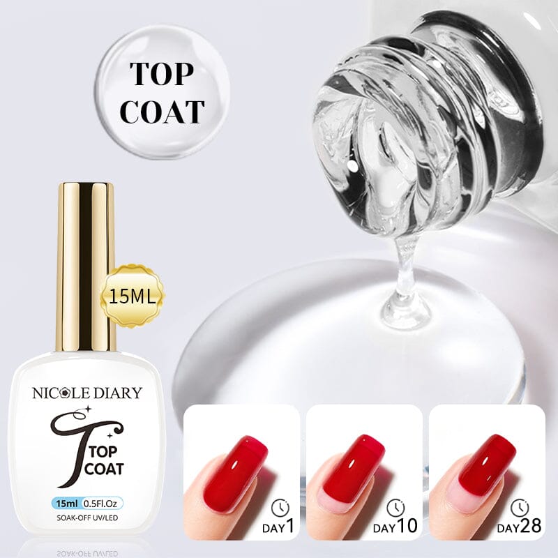 2 Bottles Base Top Coat Set 15ml Base & Top Coat NICOLE DIARY 