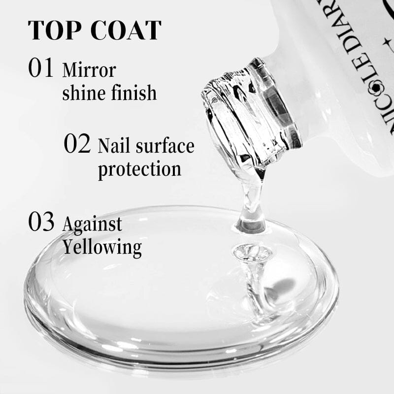 2 Bottles Base Top Coat Set 15ml Base & Top Coat NICOLE DIARY 