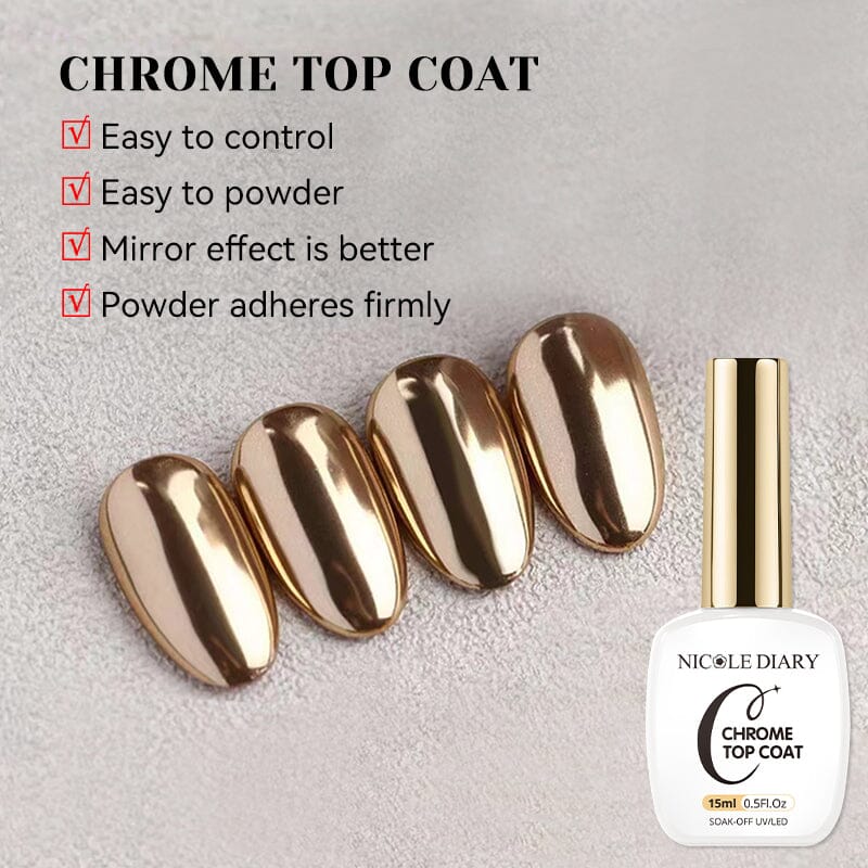 Chrome Top Coat 15ml Gel Nail Polish NICOLE DIARY 