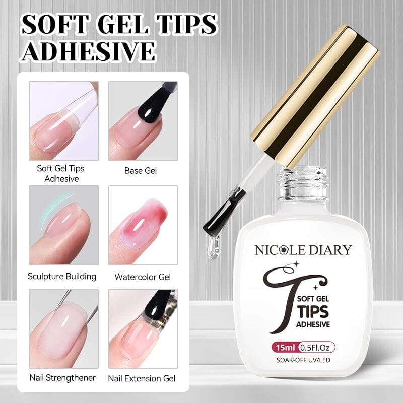 Soft Gel Tips Adhesive 15ml Gel Nail Polish NICOLE DIARY 