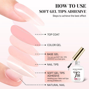 Soft Gel Tips Adhesive 15ml Gel Nail Polish NICOLE DIARY 