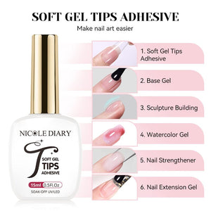 Soft Gel Tips Adhesive 15ml Gel Nail Polish NICOLE DIARY 