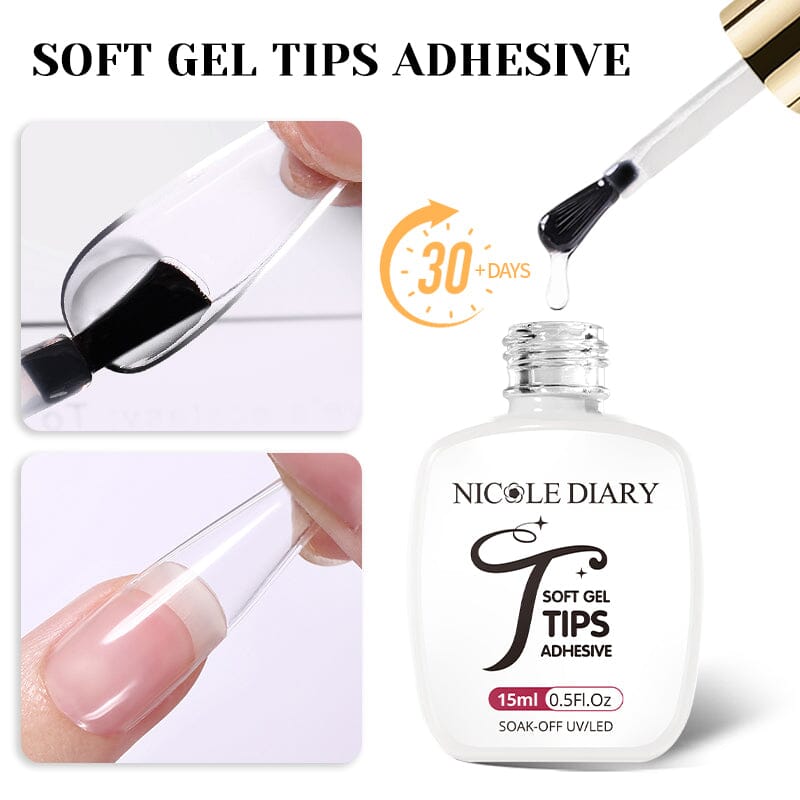 Soft Gel Tips Adhesive 15ml Gel Nail Polish NICOLE DIARY 