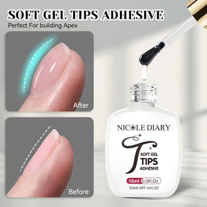 Soft Gel Tips Adhesive 15ml Gel Nail Polish NICOLE DIARY 