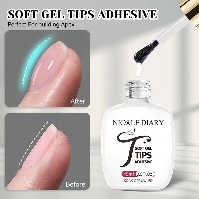 Soft Gel Tips Adhesive 15ml Gel Nail Polish NICOLE DIARY 