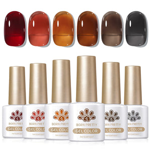 6 Colors Jelly Gel J08 Autumn Ember 7ml Gel Nail Polish BORN PRETTY 