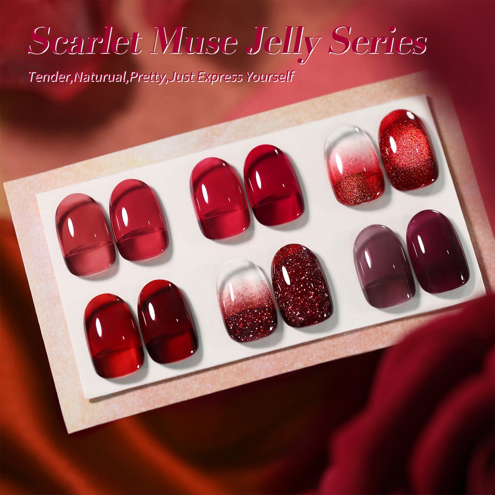 6 Colors Jelly Gel J09 Scarlet Muse 7ml Gel Nail Polish BORN PRETTY 
