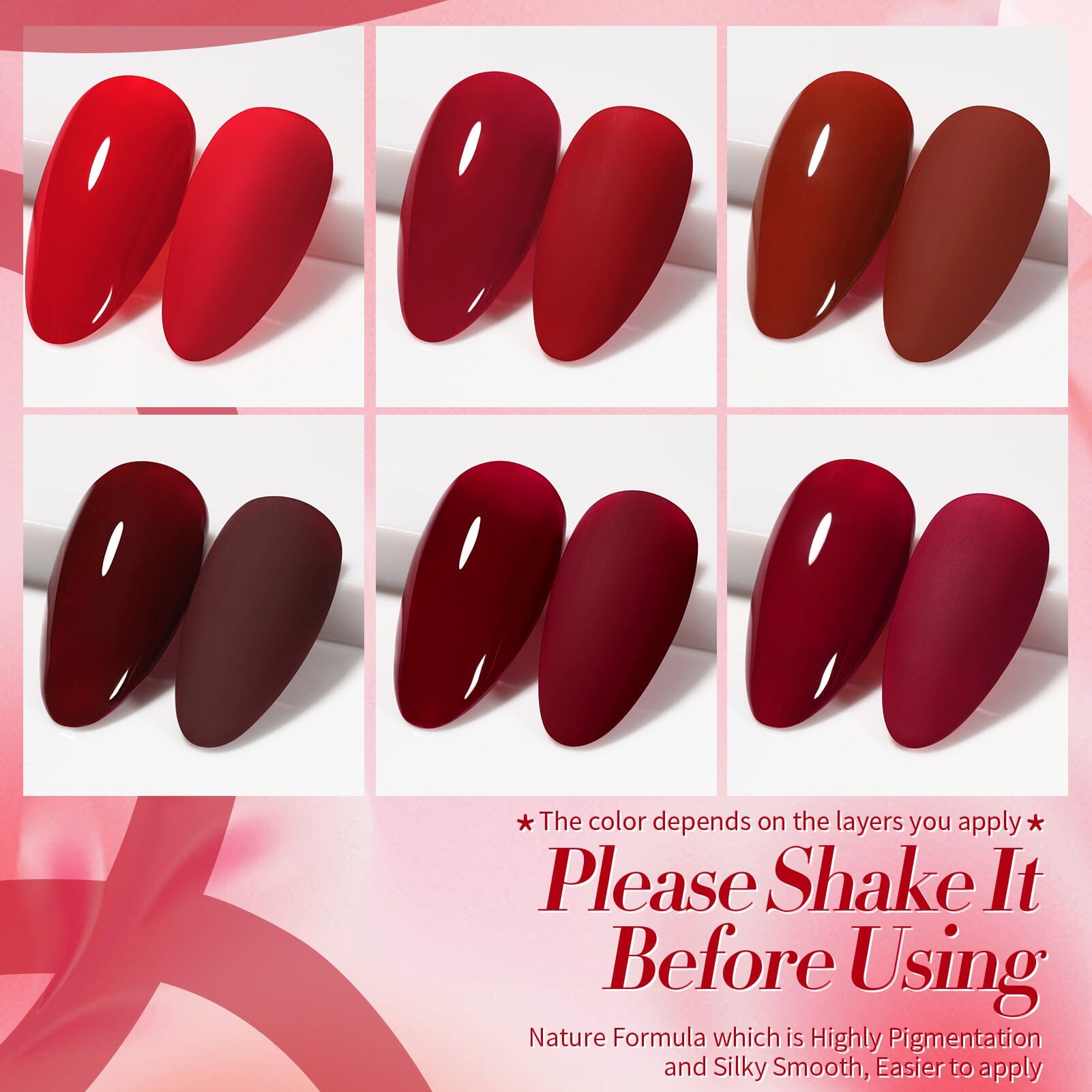 6 Colors Gel Polish Set S27 Red Theory 7ml Gel Nail Polish BORN PRETTY 