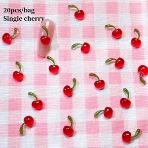 20pcs Sweet Mini Red Cherry 3D Nail Decorations Nail Art No Brand 02 