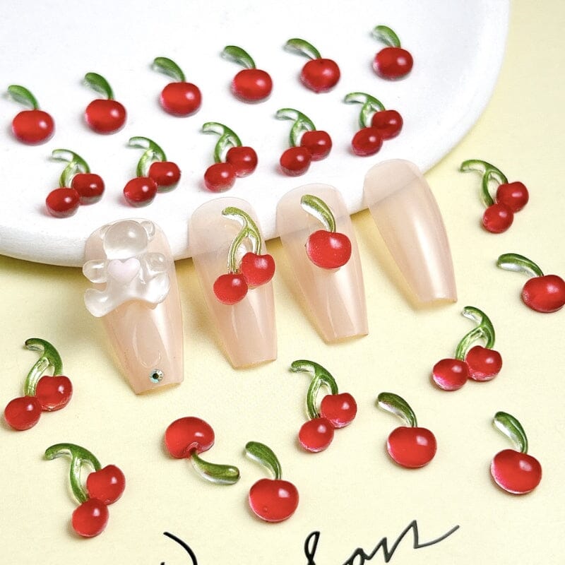 20pcs Sweet Mini Red Cherry 3D Nail Decorations Nail Art No Brand 