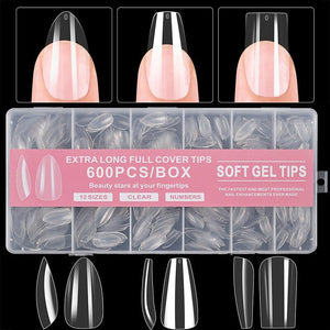 600pcs Coffin Transparent False Nail Tips Nail Tips No Brand 