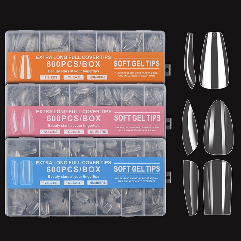 600pcs Coffin Transparent False Nail Tips Nail Tips No Brand 