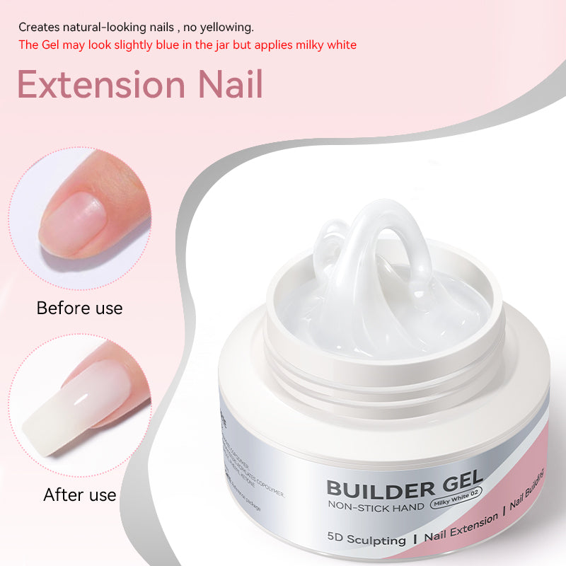 No Stick Hand Builder Gel Milky White #02 60g HEMA FREE Extension Nail Gel BORN PRETTY 