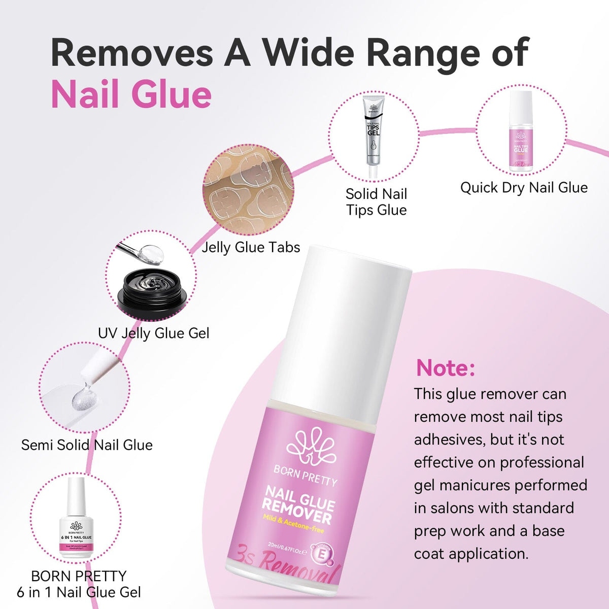 Nail Glue Remover Acetone-free 20ml Nail Tips BORN PRETTY 