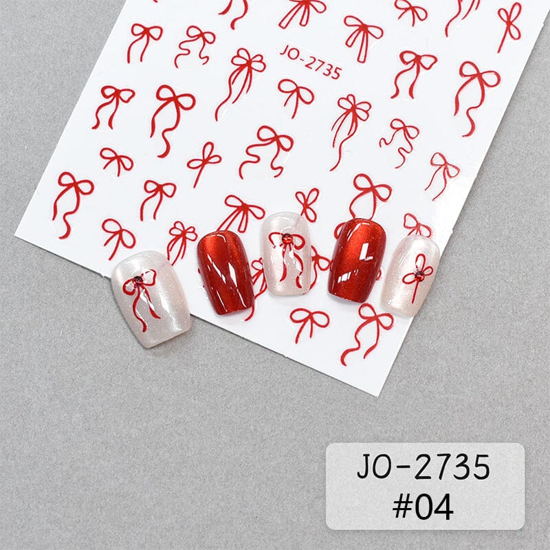 Red Bowknot 3D Self Adhesive Nail Stickers Nail Art No Brand 