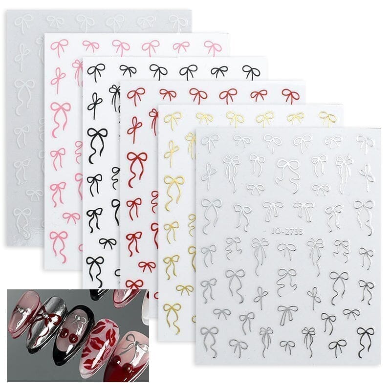 Gold Bowknot 3D Self Adhesive Nail Stickers Nail Art No Brand 
