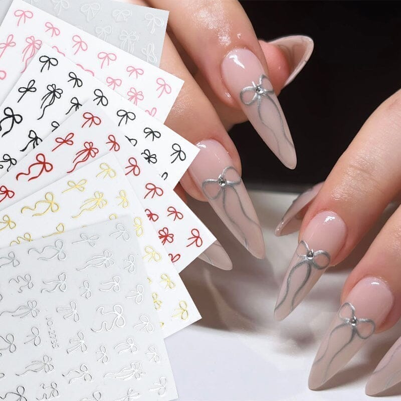 White Bowknot 3D Self Adhesive Nail Stickers Nail Art No Brand 