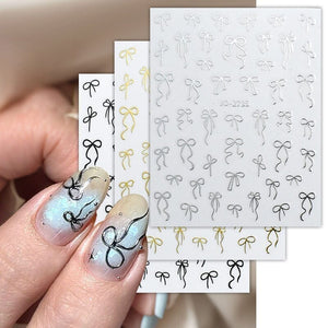Black Bowknot 3D Self Adhesive Nail Stickers Nail Art No Brand 