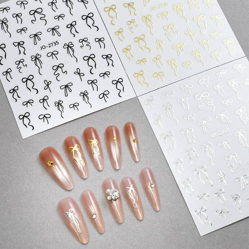 Black Bowknot 3D Self Adhesive Nail Stickers Nail Art No Brand 