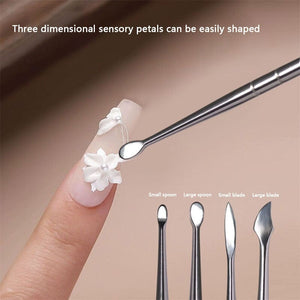Double Headed Spoon Metal Carved Stick Nail Tips No Brand 