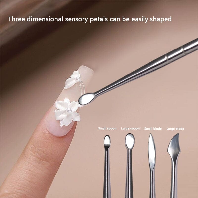 Double Headed Spoon Metal Carved Stick Nail Tips No Brand 