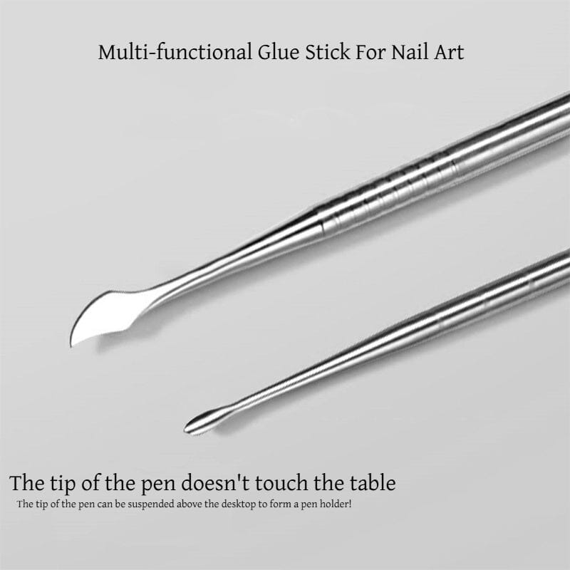 Double Headed Spoon Metal Carved Stick Nail Tips No Brand 