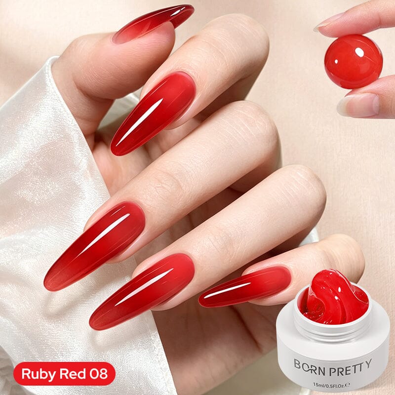Non‑Stick Hand Builder Gel 5D Sculpting Gel 15ml Extension Nail Gel BORN PRETTY Ruby Red 08 