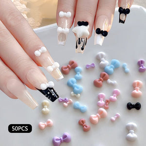 50pcs Bowknot Plastic Nail Art Decorations #23 Clearance No Brand 