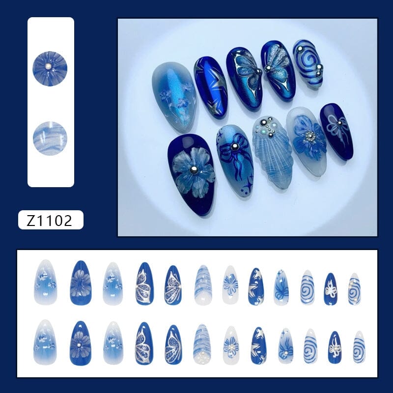 24pcs Z1102 Almond Press on Nails Nail Tips No Brand 