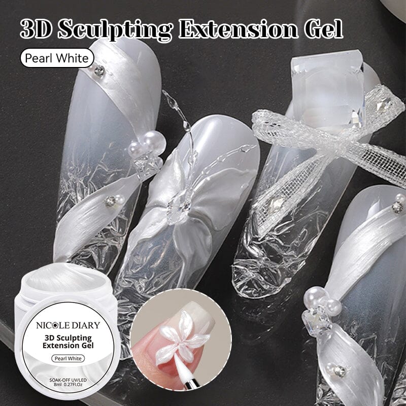 Pearl White 3D Sculpting Extension Gel 8ml Extension Nail Gel NICOLE DIARY 
