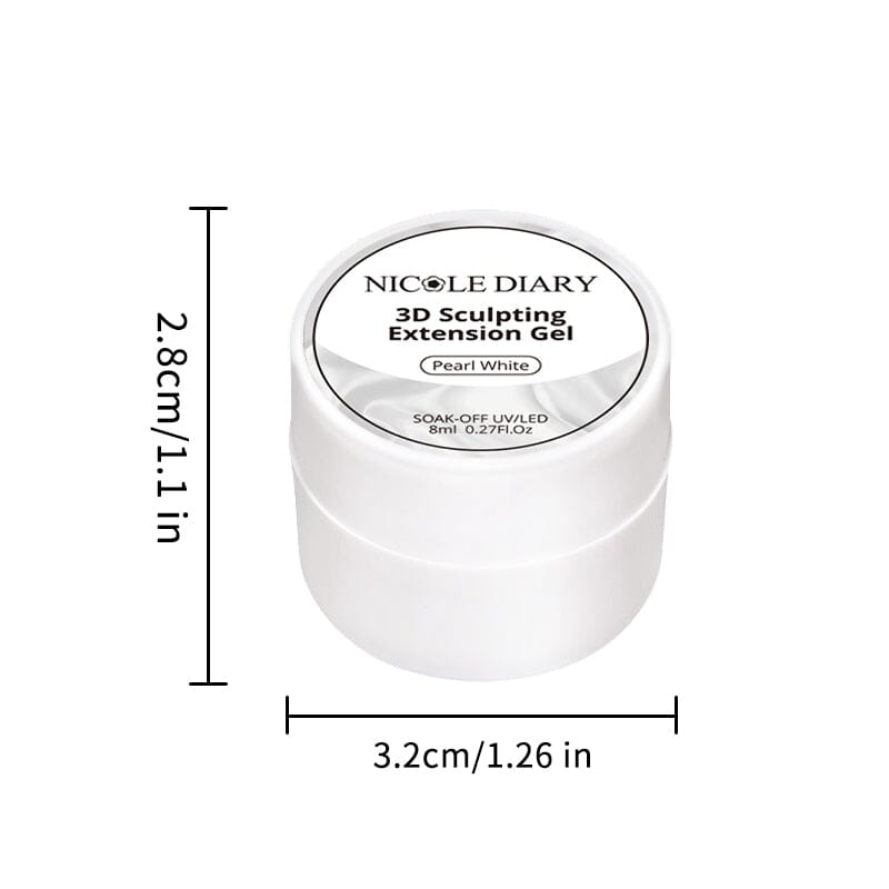 Pearl White 3D Sculpting Extension Gel 8ml Extension Nail Gel NICOLE DIARY 