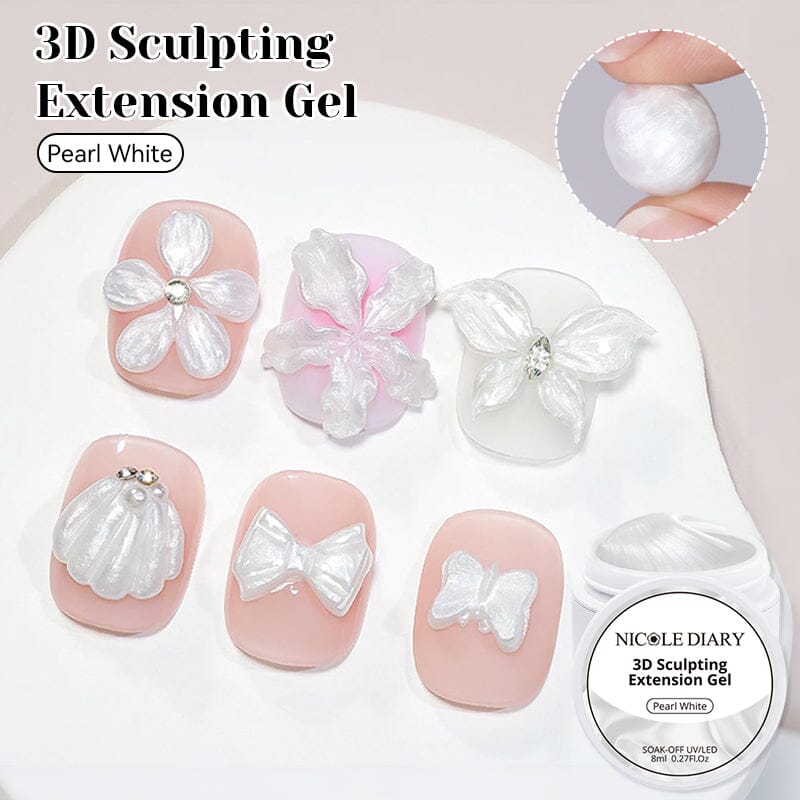 Pearl White 3D Sculpting Extension Gel 8ml Extension Nail Gel NICOLE DIARY 
