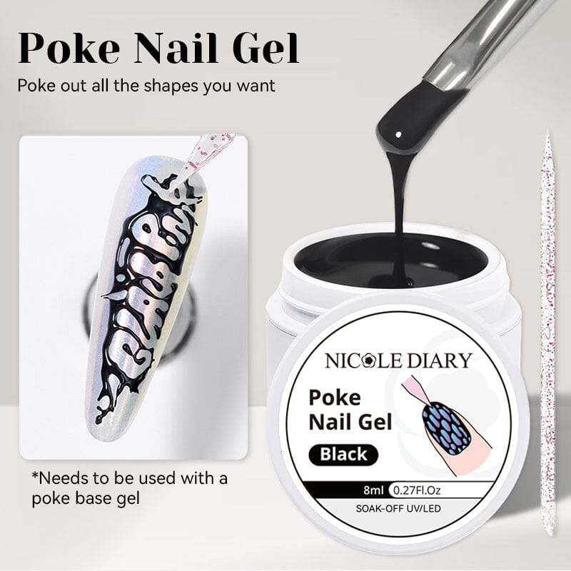 Poke Nail Gel Black 8ml Gel Nail Polish NICOLE DIARY 