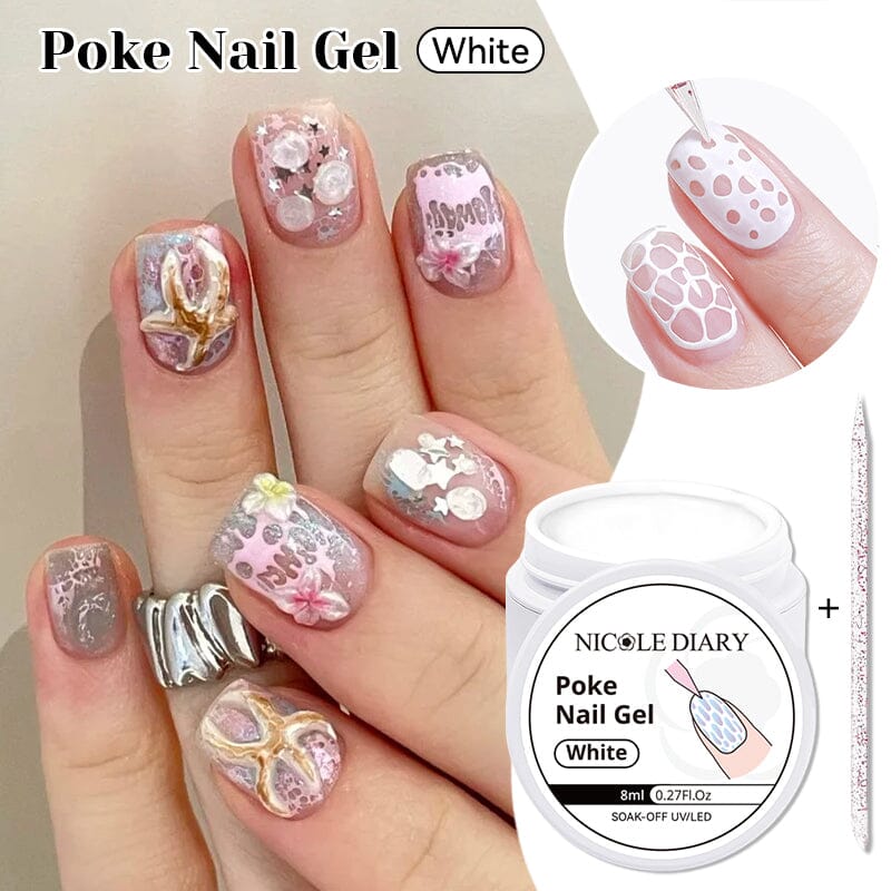 Poke Nail Gel White 8ml Gel Nail Polish NICOLE DIARY 