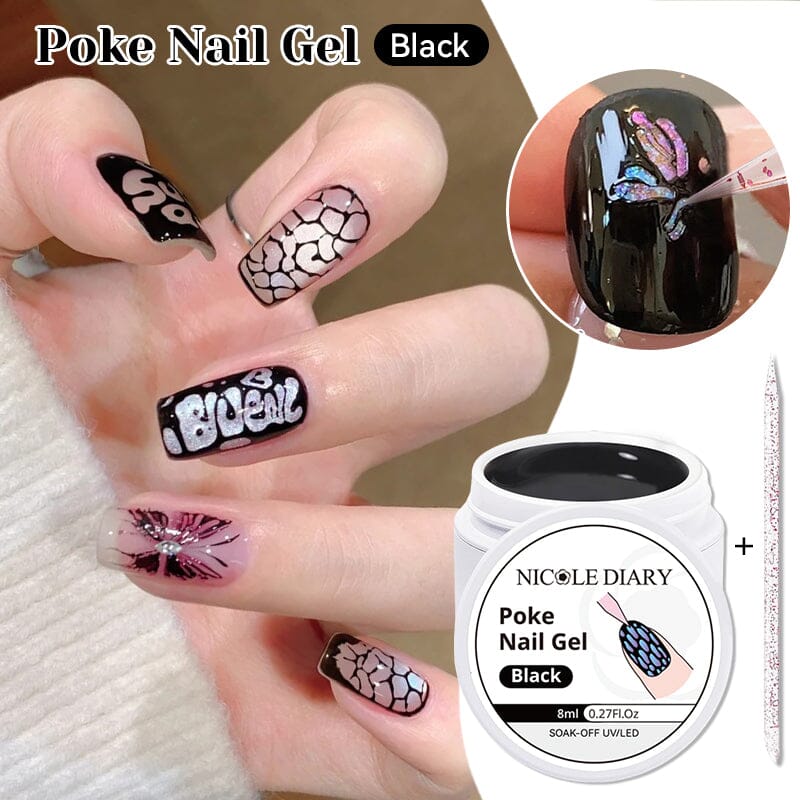 Poke Nail Gel Black 8ml Gel Nail Polish NICOLE DIARY 