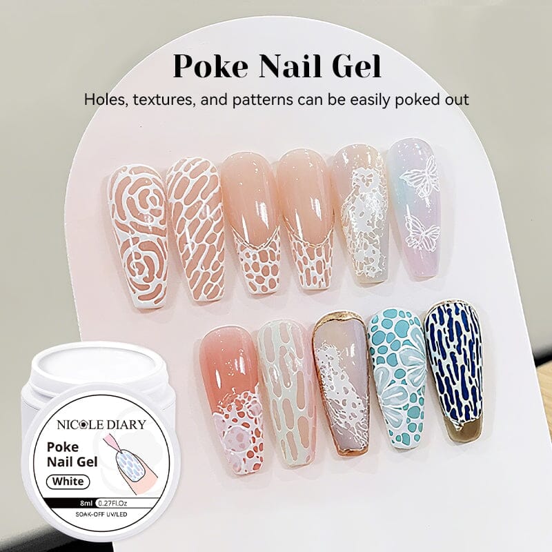Poke Nail Gel White 8ml Gel Nail Polish NICOLE DIARY 