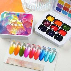 9 Colors 4 in 1 Pat Painting Gel Amber Sheen Gel Nail Polish UR SUGAR 