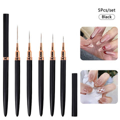 5pcs Liner Nail Brush Set Tools & Accessories No Brand Black 