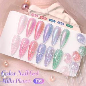 6 Colors HEMA/TPO FREE Shell Thread Nail Gel T09 Milky Planet 7ml Gel Nail Polish BORN PRETTY 